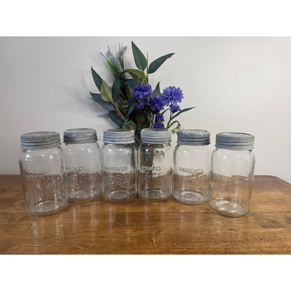 Vintage Improved Corona Mason Jars Canada Glass Canning Farmhouse Rustic Decor